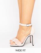 New Look Wide Fit Faux Fur Two Part Heeled Sandal - Beige