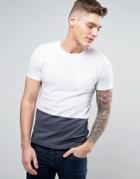 Jack & Jones Core T-shirt With Cut And Sew Panel And Pocket - White