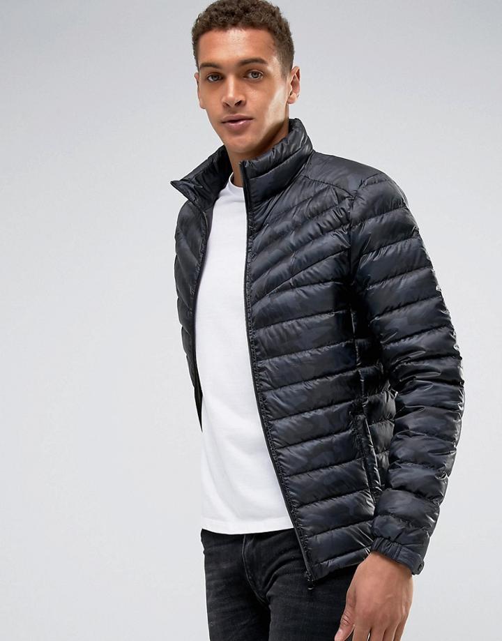 Casual Friday Down Filled Padded Jacket In Camo - Green