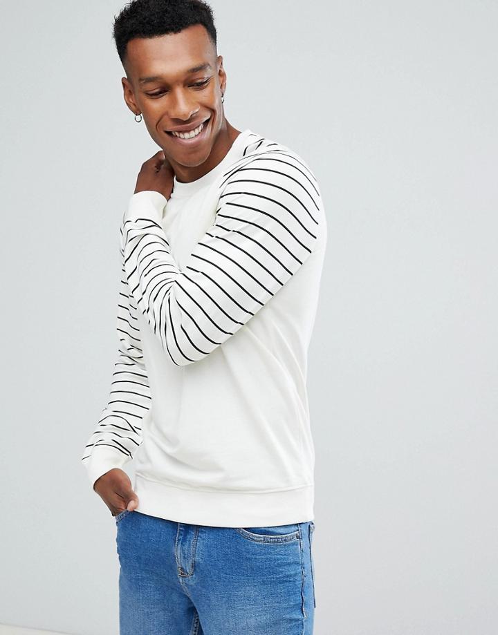 Only & Sons Stripe Sweatshirt - Gray