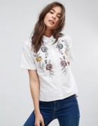 Only Shirt With Floral Embroidery - White