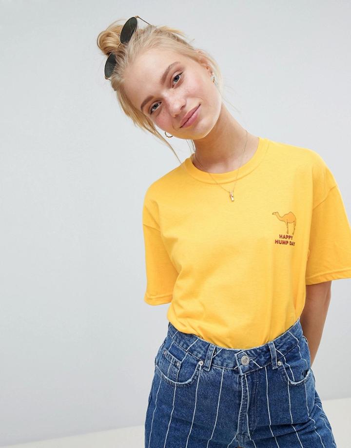 Daisy Street T-shirt With Hump Day Print - Yellow