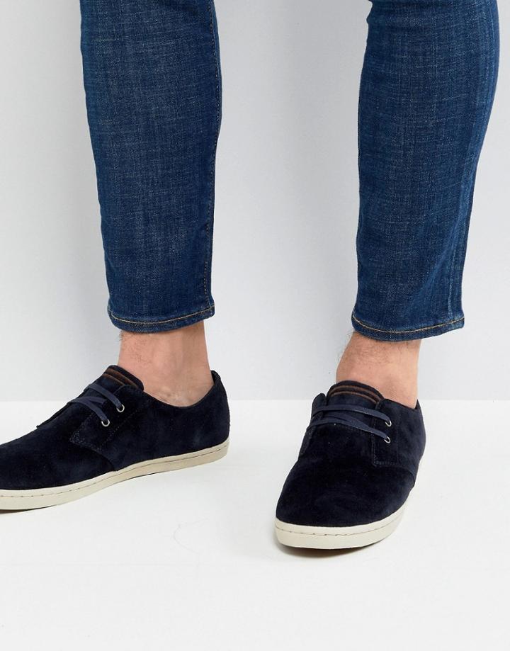 Fred Perry Byron Low Suede Shoes In Navy - Navy