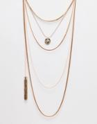 Orelia Mixed Chain Multi Row Tassel Necklace - Gold