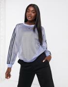 Adidas Originals Mesh Crew Neck Sweatshirt In Blue