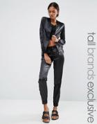 Noisy May Tall Kicks Back Lace Up Slinky Track Pant - Black