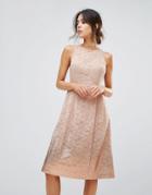 Warehouse Foil Lace Dress - Cream