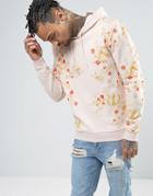 Asos Hoodie With Floral Print - Pink