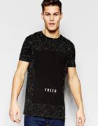 Asos Longline T-shirt With Splatter And Just Dope Print In Black - Black