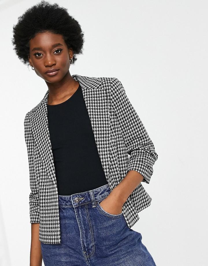 Miss Selfridge Ponte Blazer In Mono Check-black
