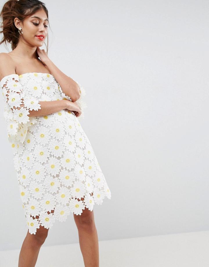 Asos Daisy Embroidered Bandeau Mini Dress - Multi