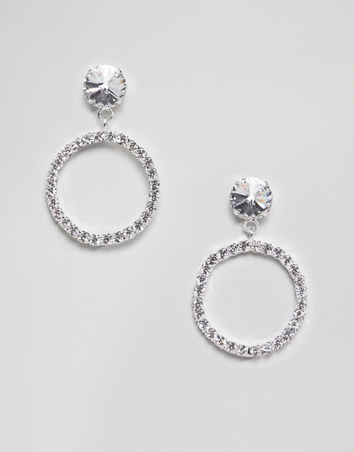 Krystal London Swarovski Crystal Circle Drop Hoop Earrings - Silver