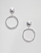 Krystal London Swarovski Crystal Circle Drop Hoop Earrings - Silver