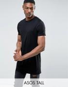 Asos Tall Super Longline T-shirt With Crew Neck - Black