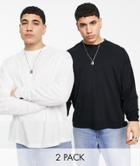 Asos Design 2 Pack Long Sleeve Oversized T-shirt In Multi