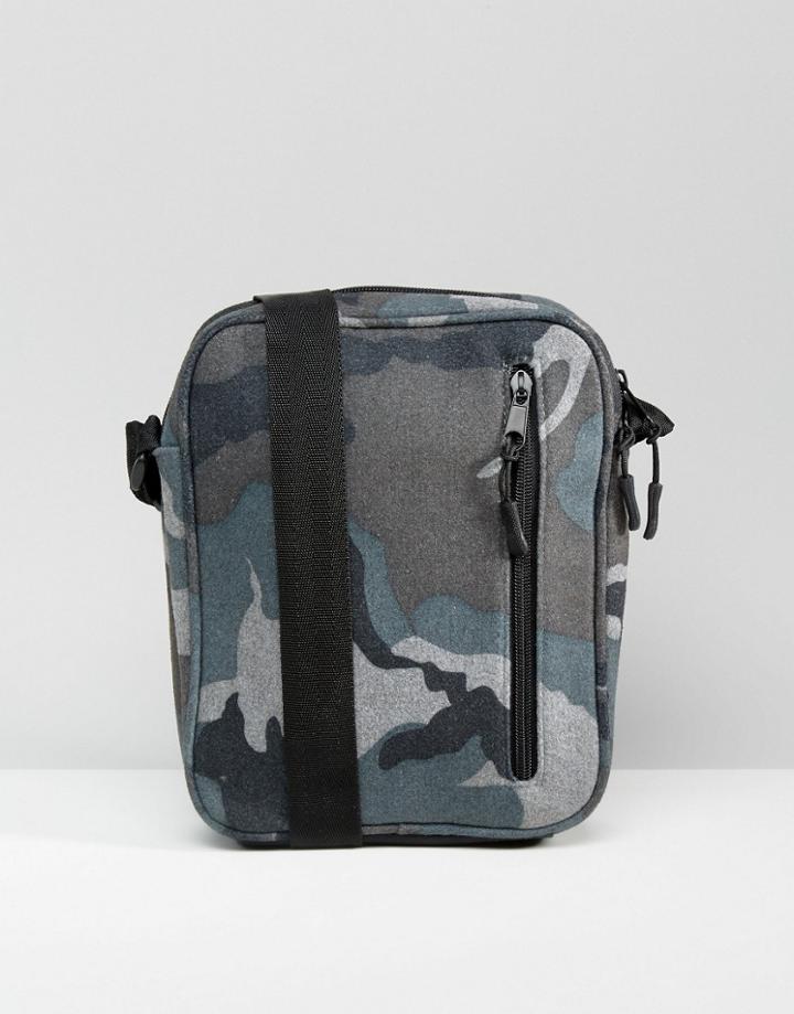 Asos Flight Bag In Camo Melton - Gray