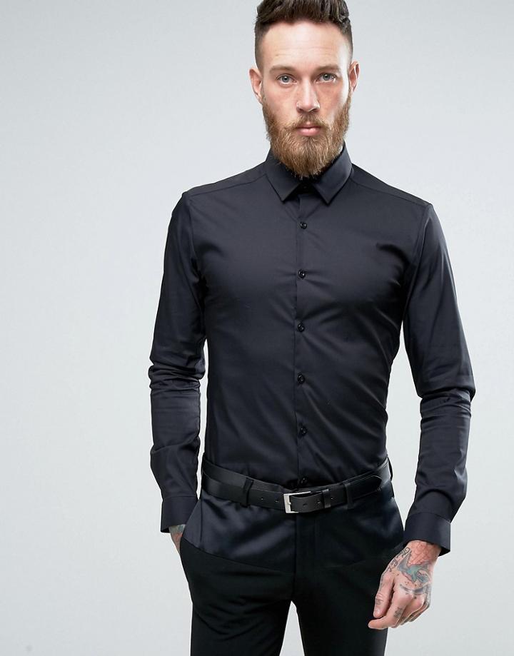Noose & Monkey Super Skinny Smart Shirt - Black