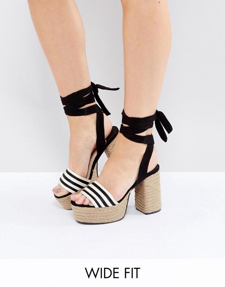 Lost Ink Wide Fit Monochrome Platform Espadrille Sandals - Multi