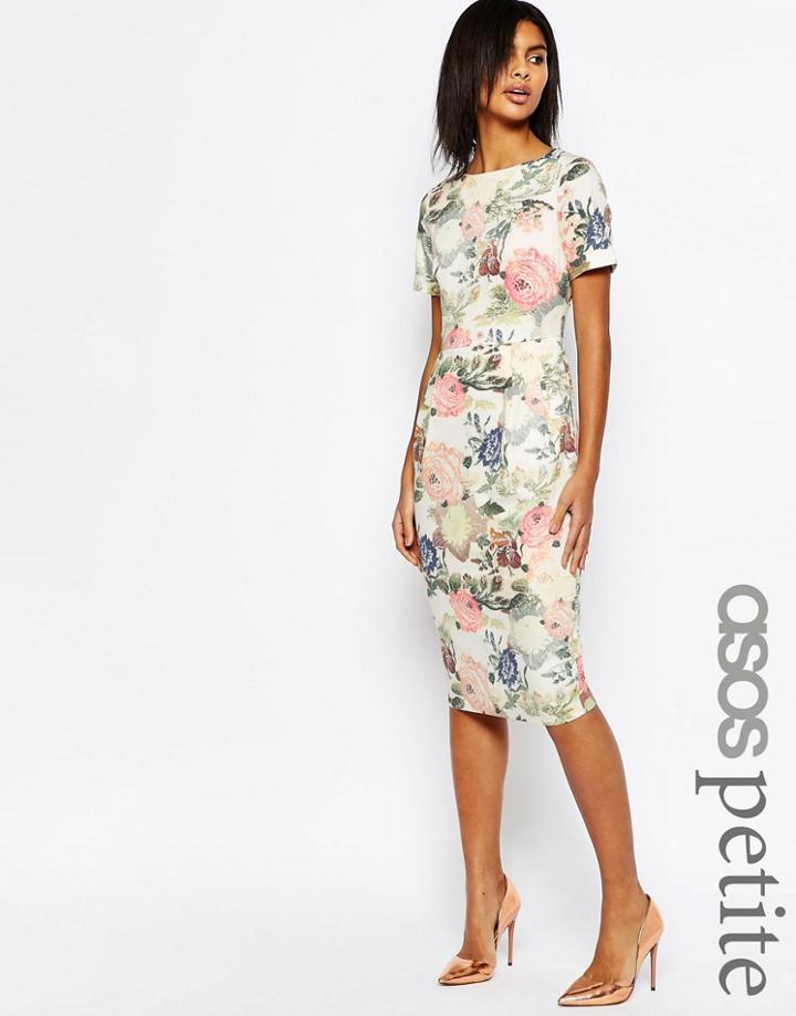 Asos Petite Occasion Floral Wiggle Dress - Multi