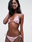 Asos Mix And Match Micro Triangle Bikini Top In Pink Animal Print - Multi