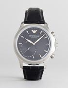 Emporio Armani Connected Art3013 Leather Hybrid Smart Watch In Black - Black
