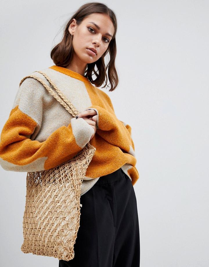 Weekday Fluffy Check Knit Sweater - Multi