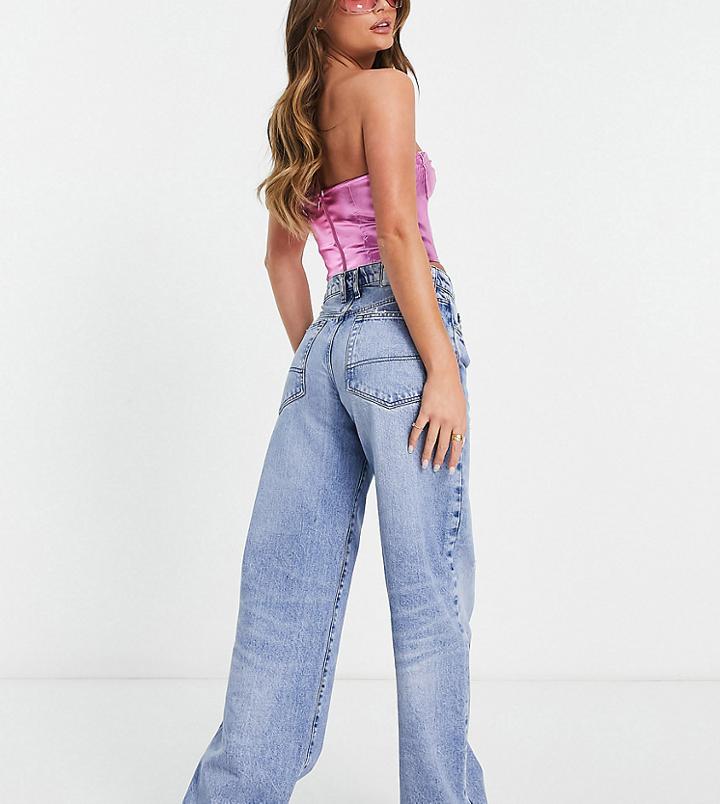 Collusion X014 Dad Jeans With Rips In Light Blue