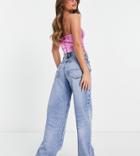 Collusion X014 Dad Jeans With Rips In Light Blue