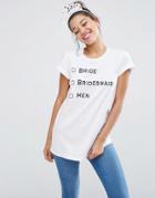 Asos T-shirt With Bride Checklist Print - White