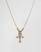 Asos Pendant With Egyptian Cross In Burnished Gold - Gold