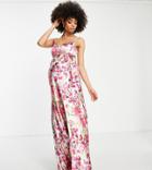 Hope & Ivy Maternity Cowl Neck Maxi Dress In Mixed Pink Floral