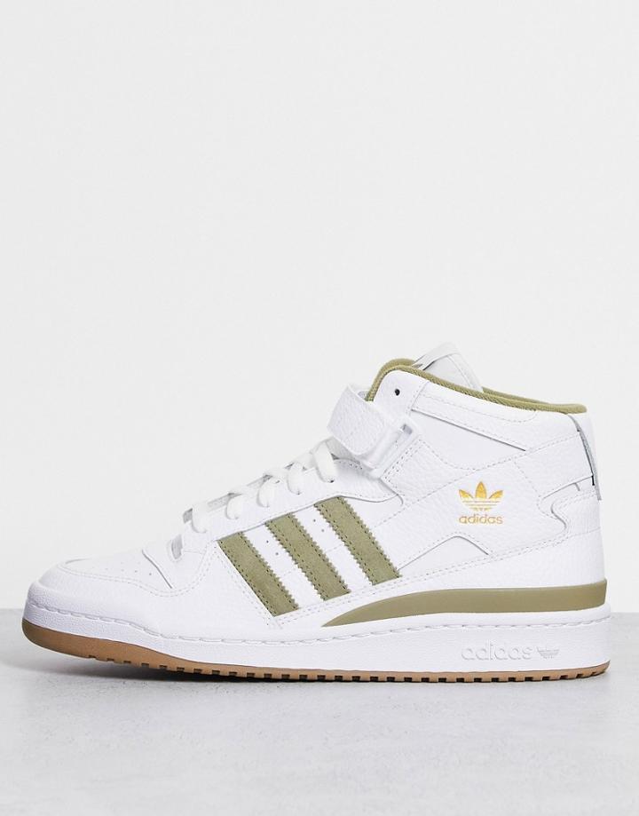 Adidas Originals Forum Mid Sneakers In White And Orbit Green