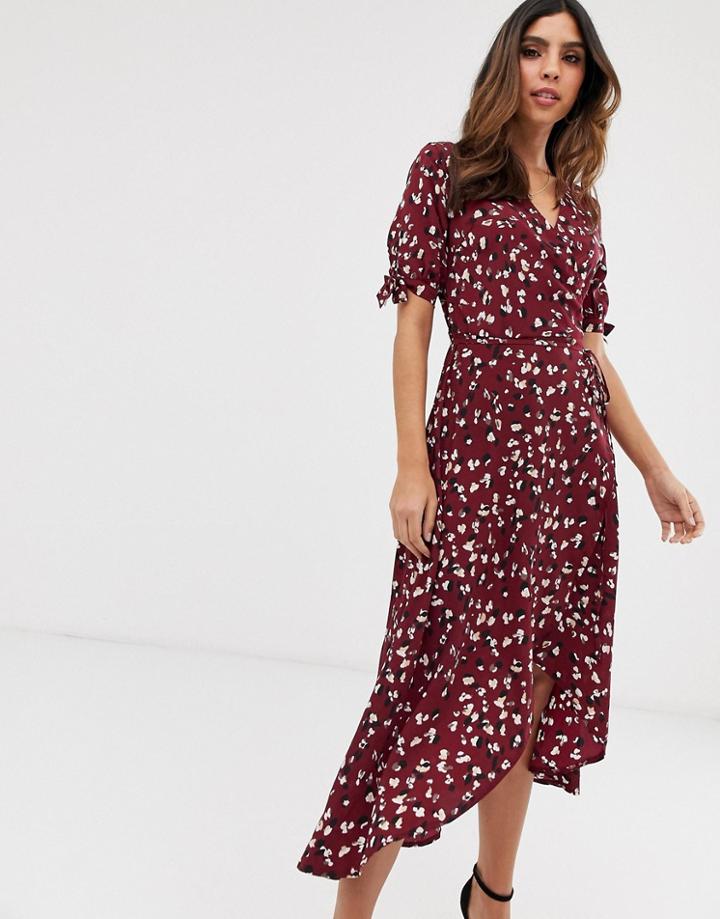Ax Paris Floral Midi Wrap Dress-purple