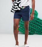Asos Tall Swim Shorts In Navy With Multicoloured Drawcord In Short Length - Navy
