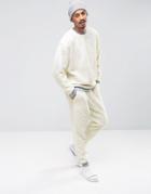 Asos Loungewear Slim Joggers In Borg - White
