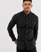 Polo Ralph Lauren Player Logo Slim Fit Poplin Shirt In Black