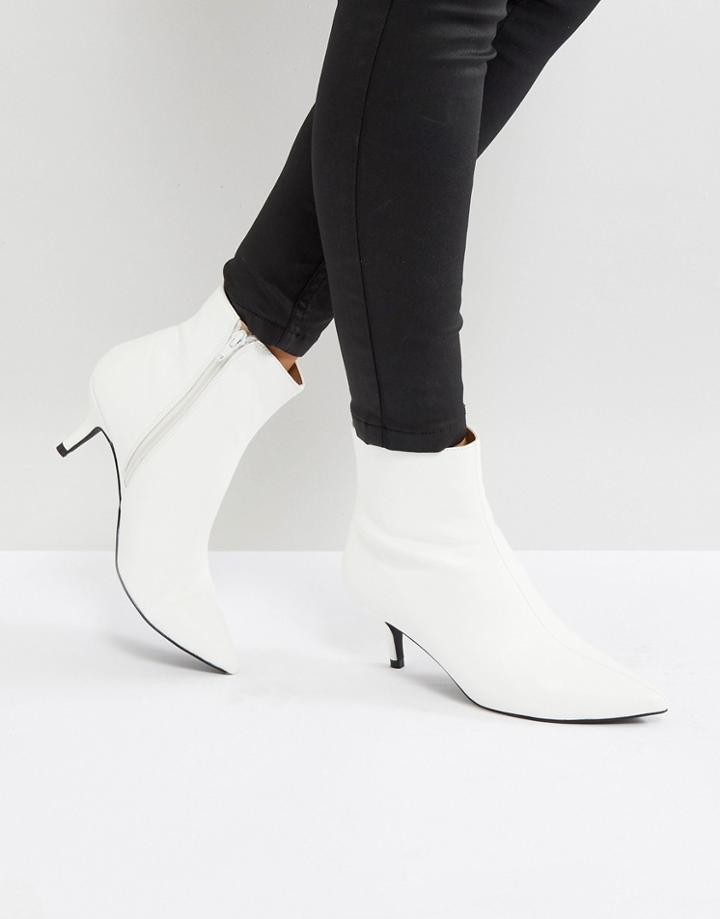 Raid White Kitten Heeled Boot - White