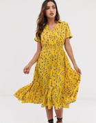 Y.a.s Floral Button Up Dress-yellow
