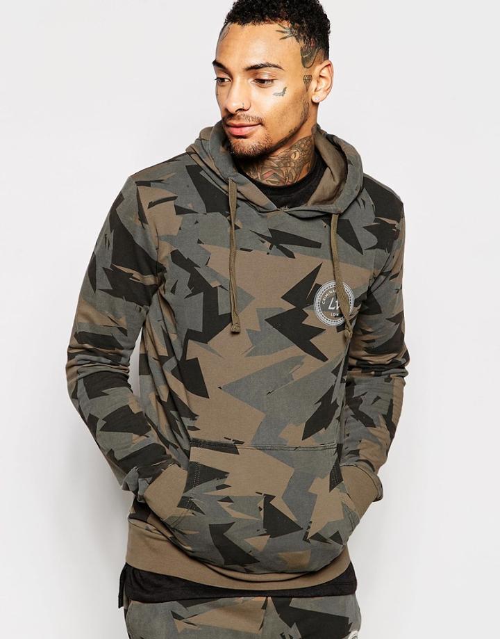 Criminal Damage Camo Hoodie - Khaki