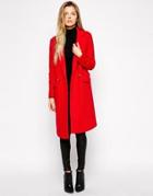 Asos Coat With Back Tab Detail - Red