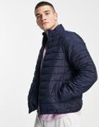 New Look Funnel Neck Puffer In Navy