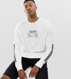 Asos Design Tall Relaxed Long Sleeve T-shirt With Historical Chest And Sleeve Print - White
