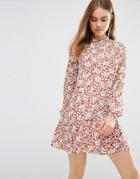 First & I Floral Drop Waist Shirt Dress - Multi