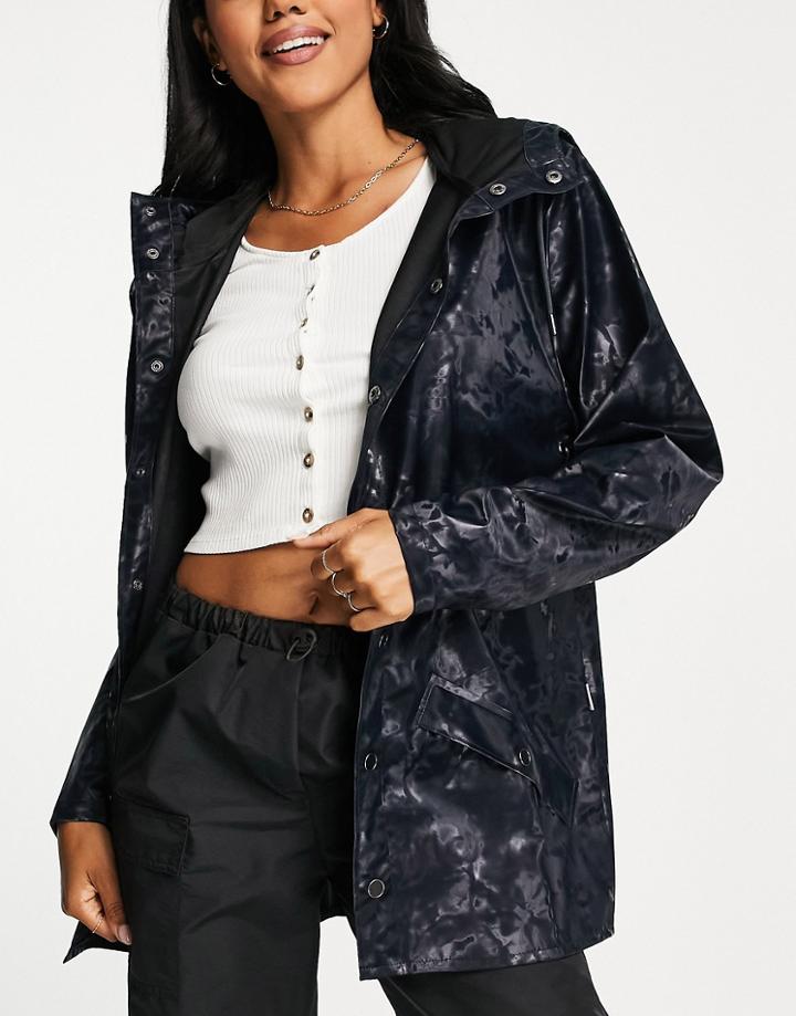 Rains Plush Jacket In Black-navy