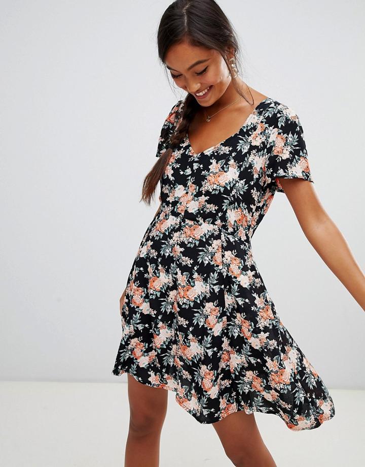 Miss Selfridge Skater Dress In Floral Print - Multi
