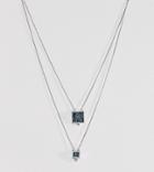 Asos Multirow Necklace With Recycled Denim Stones - Silver