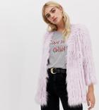 River Island Faux Fur Coat In Purple - Purple