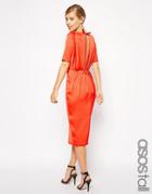 Asos Tall Drape Back Pencil Dress With Sleeve - Red $26.00