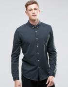 Asos Jersey Shirt In Petrol Blue With Long Sleeves - Petrol Blue