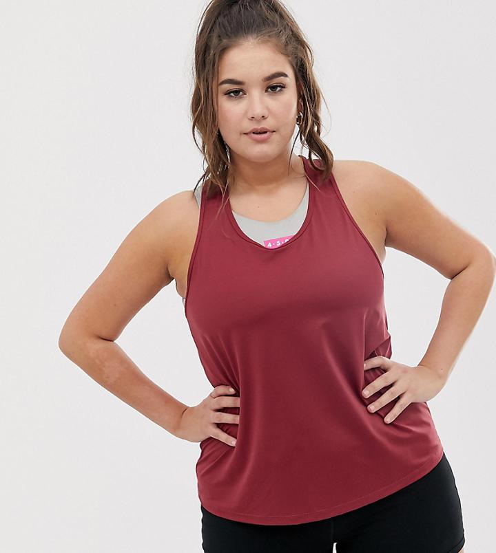 Asos 4505 Curve Gym Mesh Back Tank - Red